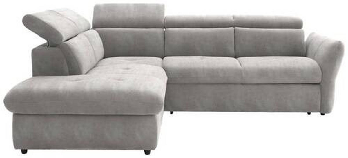 ECKSOFA in Mikrofaser Hellgrau  224/254 cm  - Hellgrau/Schwarz, Design, Kunststoff/Textil (224/254cm) - Stylife