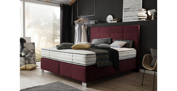 BOXSPRINGBETT 180/200 cm in Rotbraun - Rotbraun/Alufarben, KONVENTIONELL, Holzwerkstoff/Textil (180/200cm) - Dieter Knoll