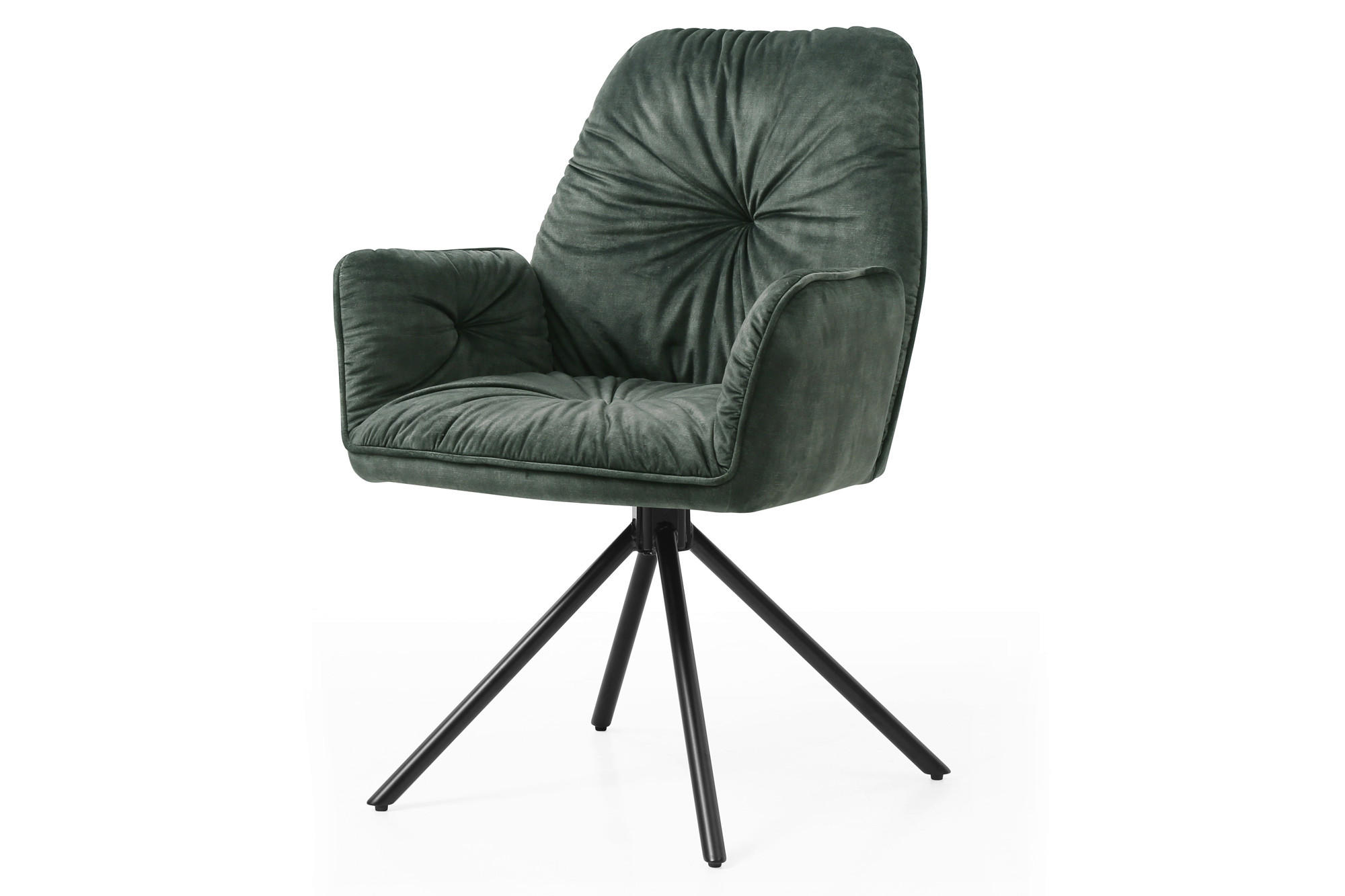 ARMLEHNSTUHL  in Samt, Velours  - Dunkelgrün/Schwarz, MODERN, Textil/Metall (61/90/59cm) - Livetastic