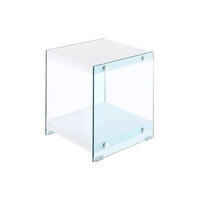 BEISTELLTISCH in Glas, Holzwerkstoff 35/35/45 cm  - Klar/Weiß, Basics, Glas/Holzwerkstoff (35/35/45cm) - Kayoom