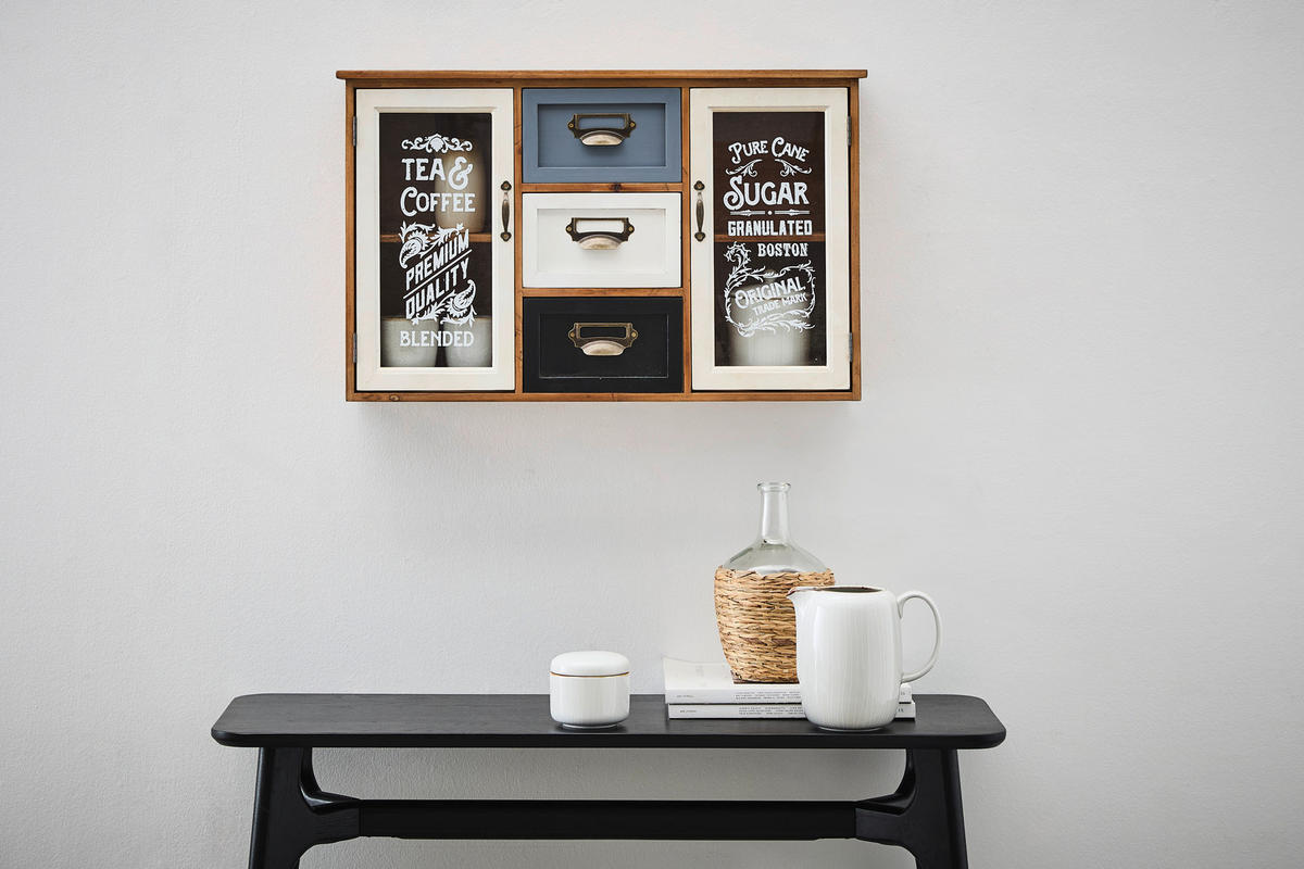 HÄNGEVITRINE in massiv Tanne Multicolor, Naturfarben  - Goldfarben/Multicolor, LIFESTYLE, Holz/Metall (69,5/43/19cm) - Landscape