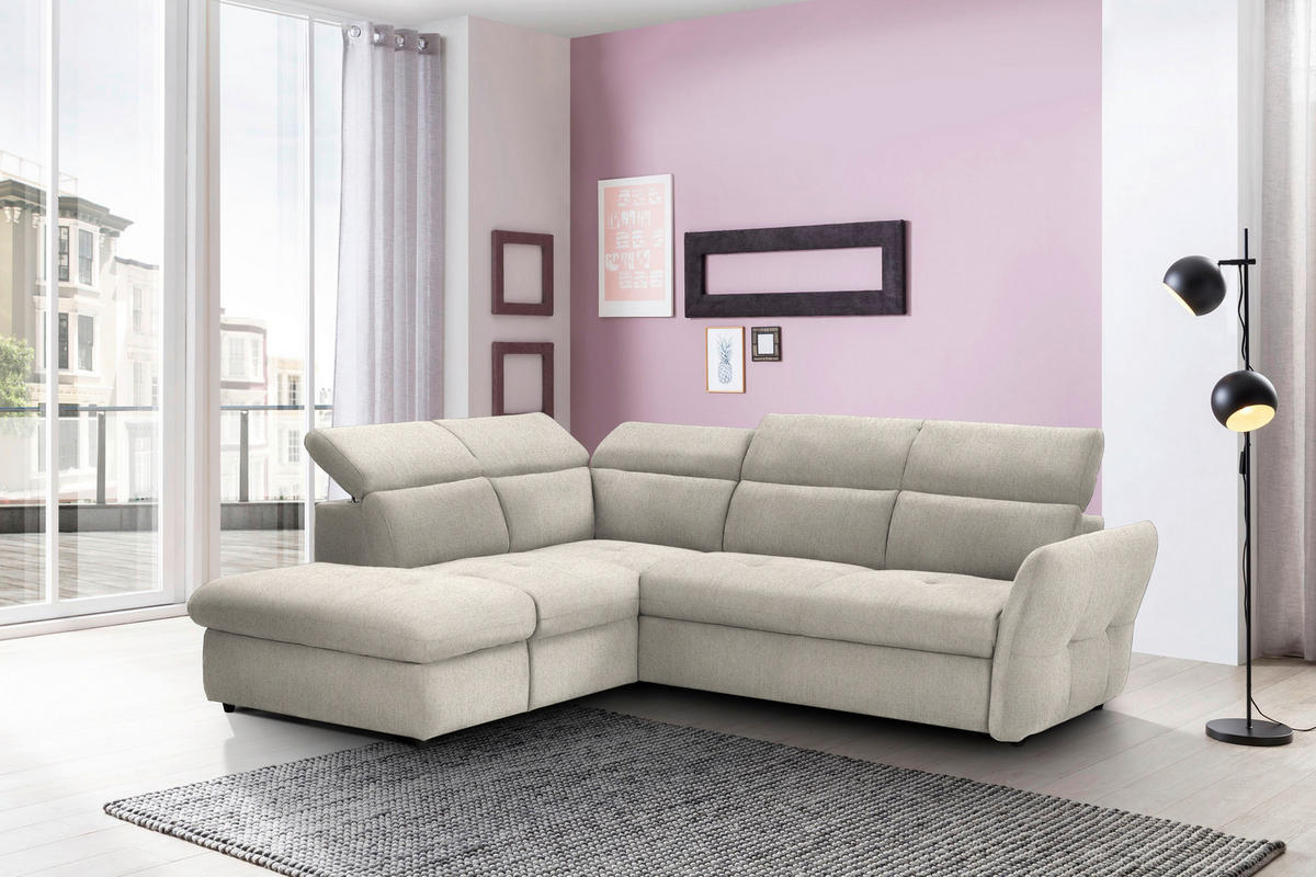 SEDEŽNA GARNITURA, velur krem barve, bež  - črna/krem barve, Design, umetna masa/tekstil (224/254cm) - Stylife