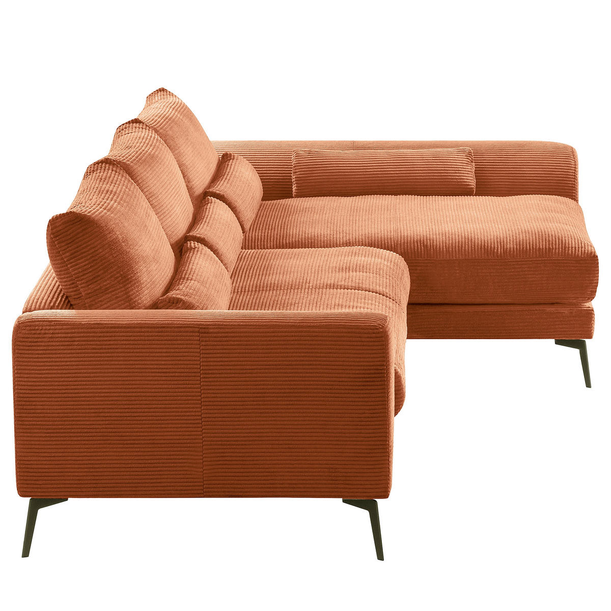 ECKSOFA Kupferfarben Cord Nierenkissen, Rückenkissen  - Schwarz/Kupferfarben, Design, Textil/Metall (313/172cm) - P & B