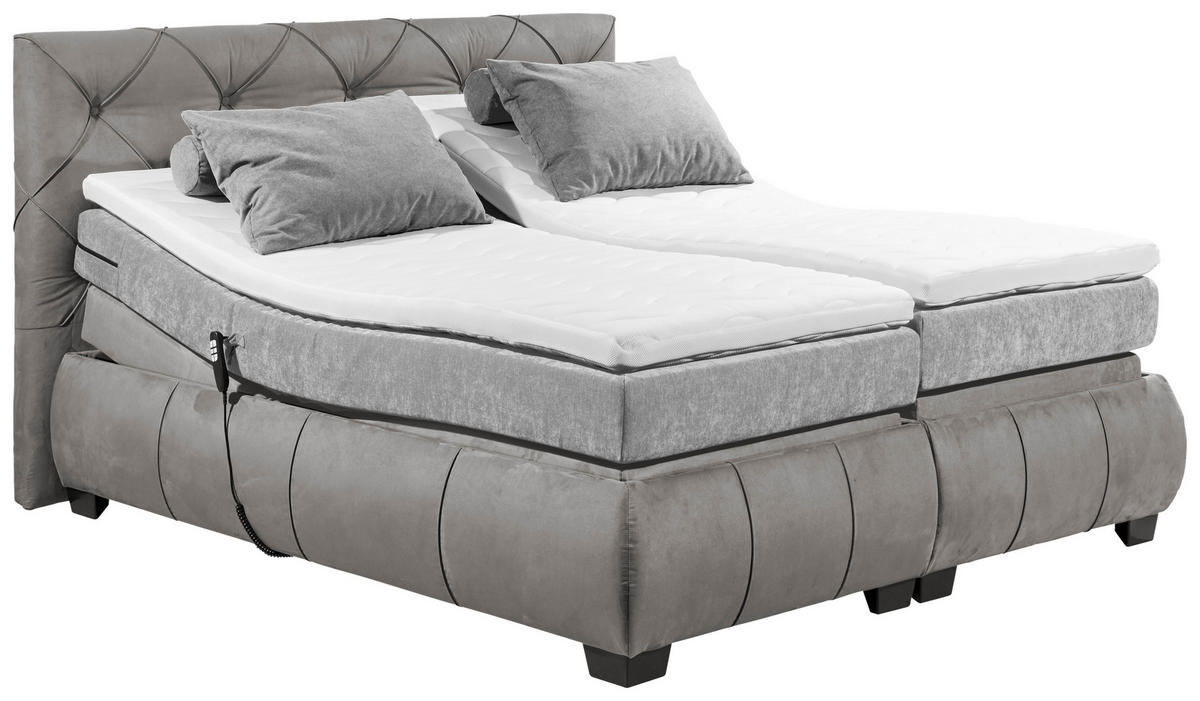 BOXSPRINGBETT 180/200 cm  in Grau  - Schwarz/Grau, MODERN, Holzwerkstoff/Kunststoff (180/200cm) - MID.YOU