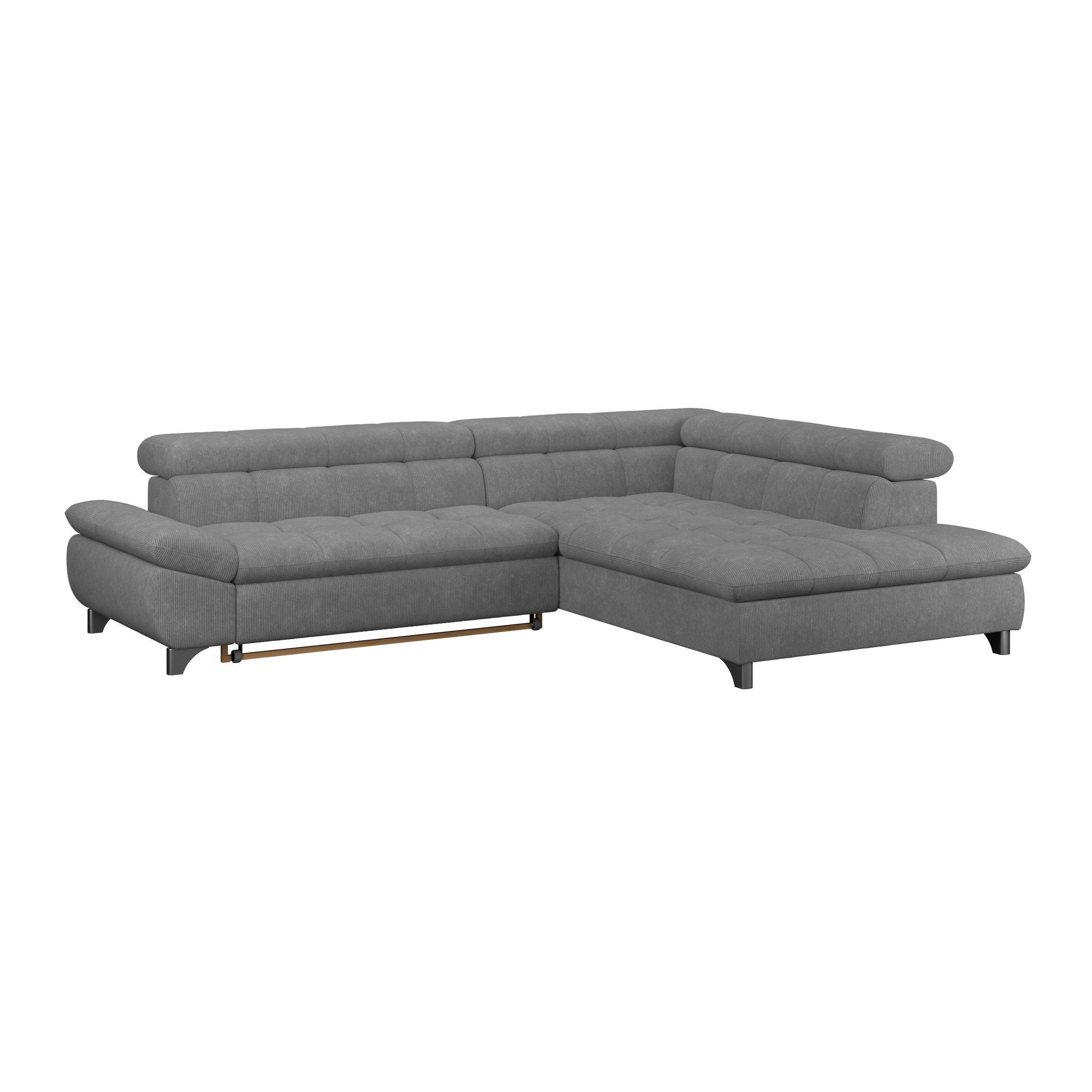 ECKSOFA Anthrazit Chenille  - Chromfarben/Anthrazit, KONVENTIONELL, Textil/Metall (312/234cm) - Livetastic