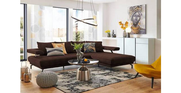 ECKSOFA in Mikrofaser Braun 305/224 cm - Schwarz/Braun, Design, Textil/Metall (305/224cm) - Dieter Knoll