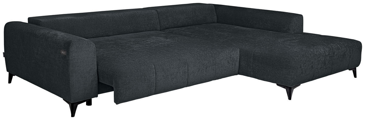 ECKSOFA  in Chenille Dunkelgrau  279/222 cm  - Dunkelgrau/Schwarz, KONVENTIONELL, Kunststoff/Textil (279/222cm) - Hom`in