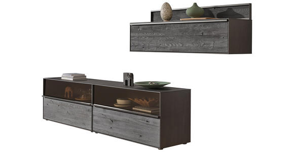 WOHNWAND in Anthrazit 308/151/49 cm - Anthrazit/Schwarz, Design, Glas/Holz (308/151/49cm) - Johann Jakob