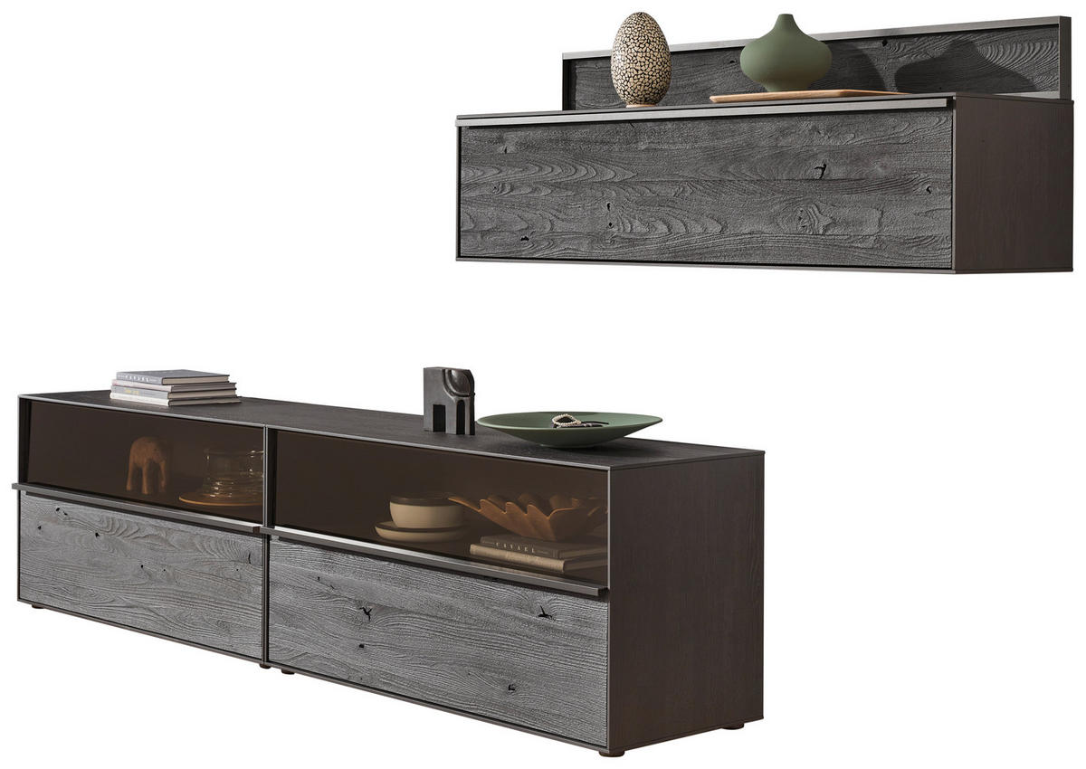PAROI MURALE  in Anthrazit 308/151/49 cm  - Anthrazit/Schwarz, Design, Glas/Holz (308/151/49cm) - Johann Jakob