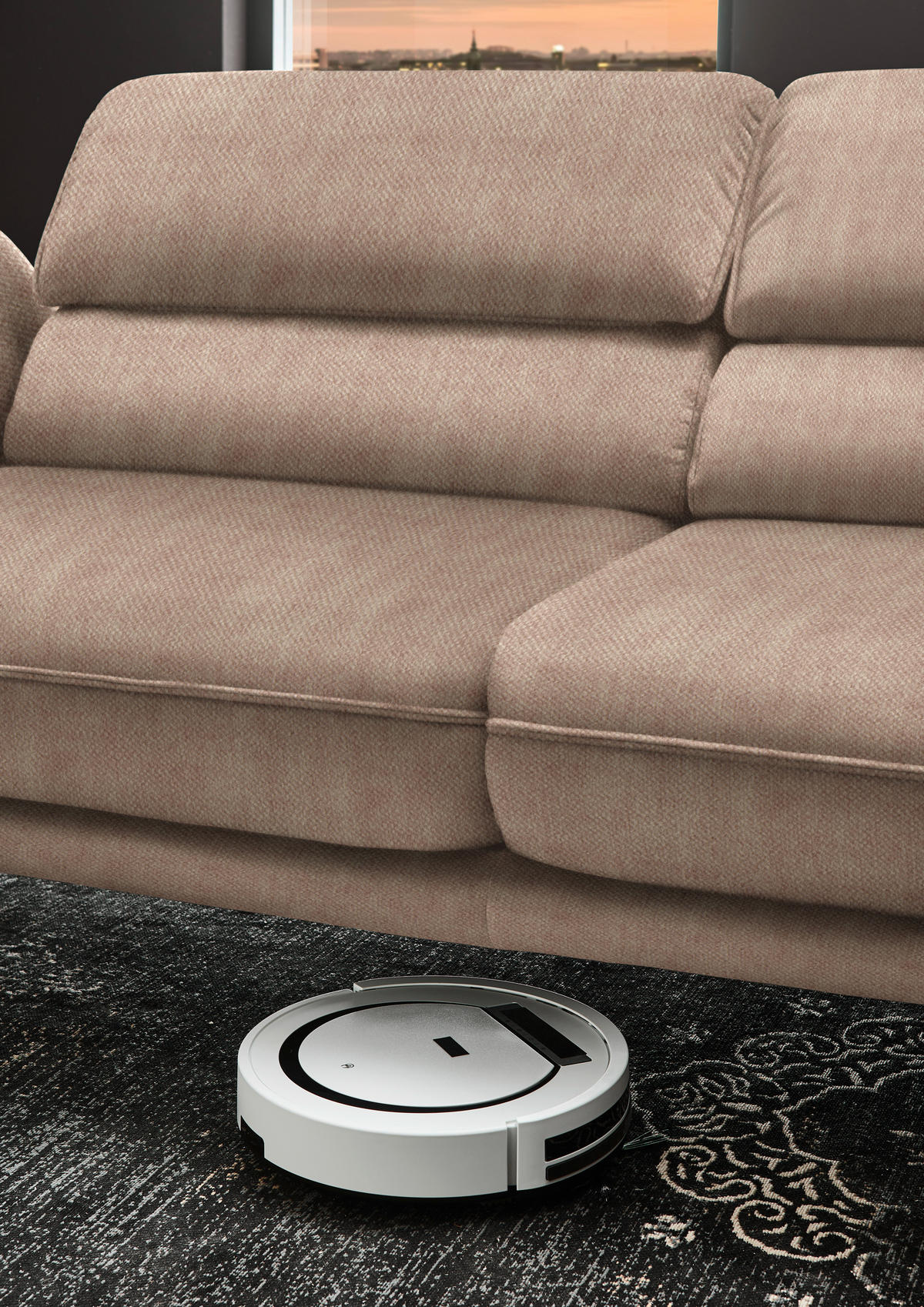ECKSOFA in Velours Hellbraun  - Hellbraun/Schwarz, Design, Textil/Metall (283/153cm) - Valdera