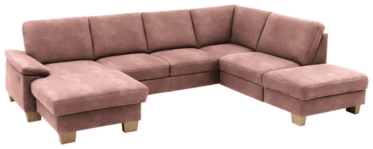 WOHNLANDSCHAFT in Velours Flieder  - Eichefarben/Flieder, Konventionell, Holz/Textil (167/316/235cm) - Beldomo System