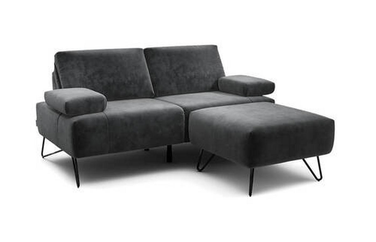 2-SITZER-SOFA in Samt Anthrazit  - Anthrazit/Schwarz, Design, Textil/Metall (164-194/85/86-94cm) - SENSOO