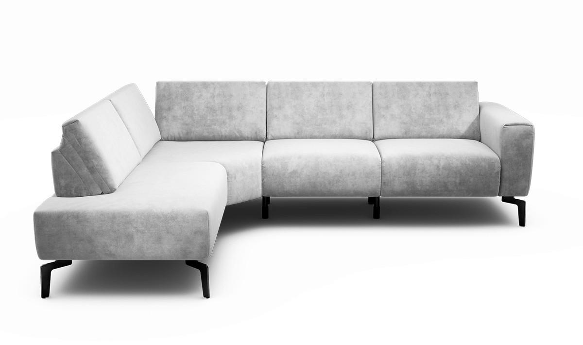 ECKSOFA Cosy Hellgrau Samt  - Hellgrau/Schwarz, Design, Textil/Metall (193/256cm) - SENSOO