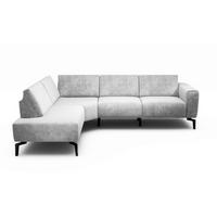 ECKSOFA in Samt Hellgrau  193/256 cm  - Hellgrau/Schwarz, Design, Textil/Metall (193/256cm) - SENSOO
