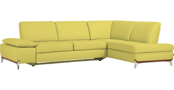WOHNLANDSCHAFT Echtleder - Gelb/Alufarben, Design, Leder/Metall (283/213cm) - DIETER KNOLL