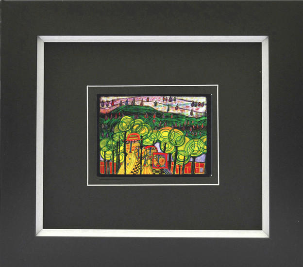 KUNSTDRUCK Friedensreich Hundertwasser Architektur THE RAIN FALLS FAR FROM US - Multicolor/Schwarz, Basics, Papier/Holzwerkstoff (43/38,5cm)