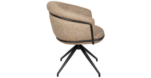 ARMLEHNSTUHL  in Eisen Bouclé  - Terracotta/Schwarz, Design, Textil/Metall (65/80,5/65cm) - Belluti