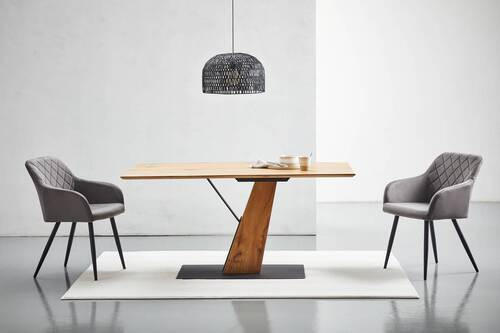 JEDÁLENSKÝ STÔL, dub, prírodná farba, čierna, 160/90/76 cm - čierna/prírodná farba, Modern, kov/drevo (160/90/76cm) - MID.YOU