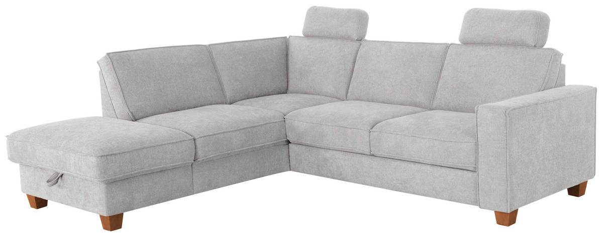 ECKSOFA Silberfarben Flachgewebe  - Eichefarben/Silberfarben, KONVENTIONELL, Holz/Textil (213/236cm) - Sit & More