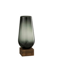 DEKOVASE  - Dunkelbraun, Romantik / Landhaus, Glas/Holz (16,5/16,5/42,5cm) - Ambia Home