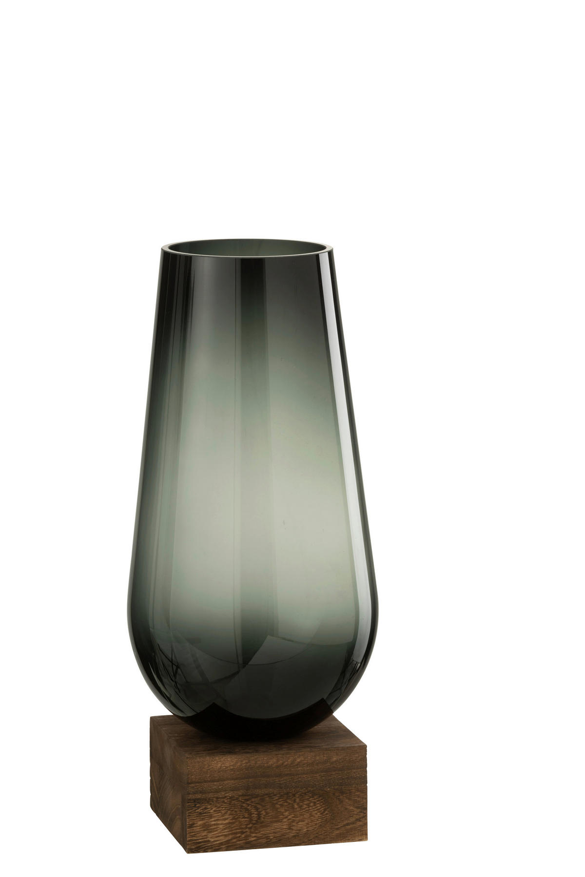 DEKOVASE  - Dunkelbraun, Romantik / Landhaus, Glas/Holz (16,5/16,5/42,5cm) - Ambia Home