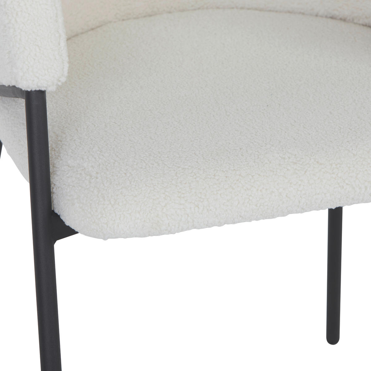 ARMLEHNSTUHL  in Eisen Teddystoff, Bouclé  - Beige/Schwarz, Trend, Holz/Textil (54/79/60cm) - Livetastic