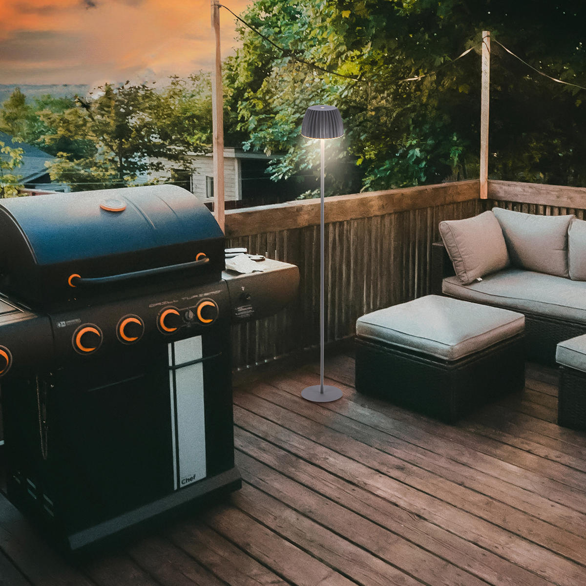 AKKU-STEHLEUCHTE 19/123,5 cm    - Schwarz, Basics, Kunststoff/Metall (19/123,5cm)