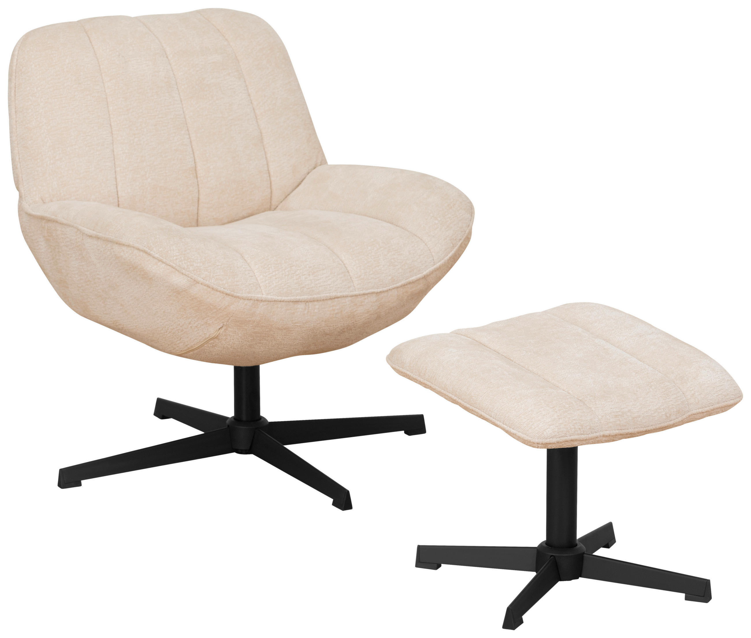 SESSELSET Samt    - Beige/Schwarz, Design, Textil/Metall (75/73/77cm) - Livetastic