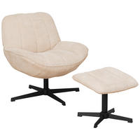 SESSELSET Samt    - Beige/Schwarz, Design, Textil/Metall (75/73/77cm) - Livetastic