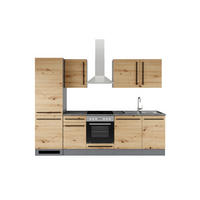 KÜCHENBLOCK 280 cm  in Anthrazit, Eiche Artisan  - Anthrazit/Schwarz, LIFESTYLE, Holzwerkstoff/Kunststoff (280cm) - P & B
