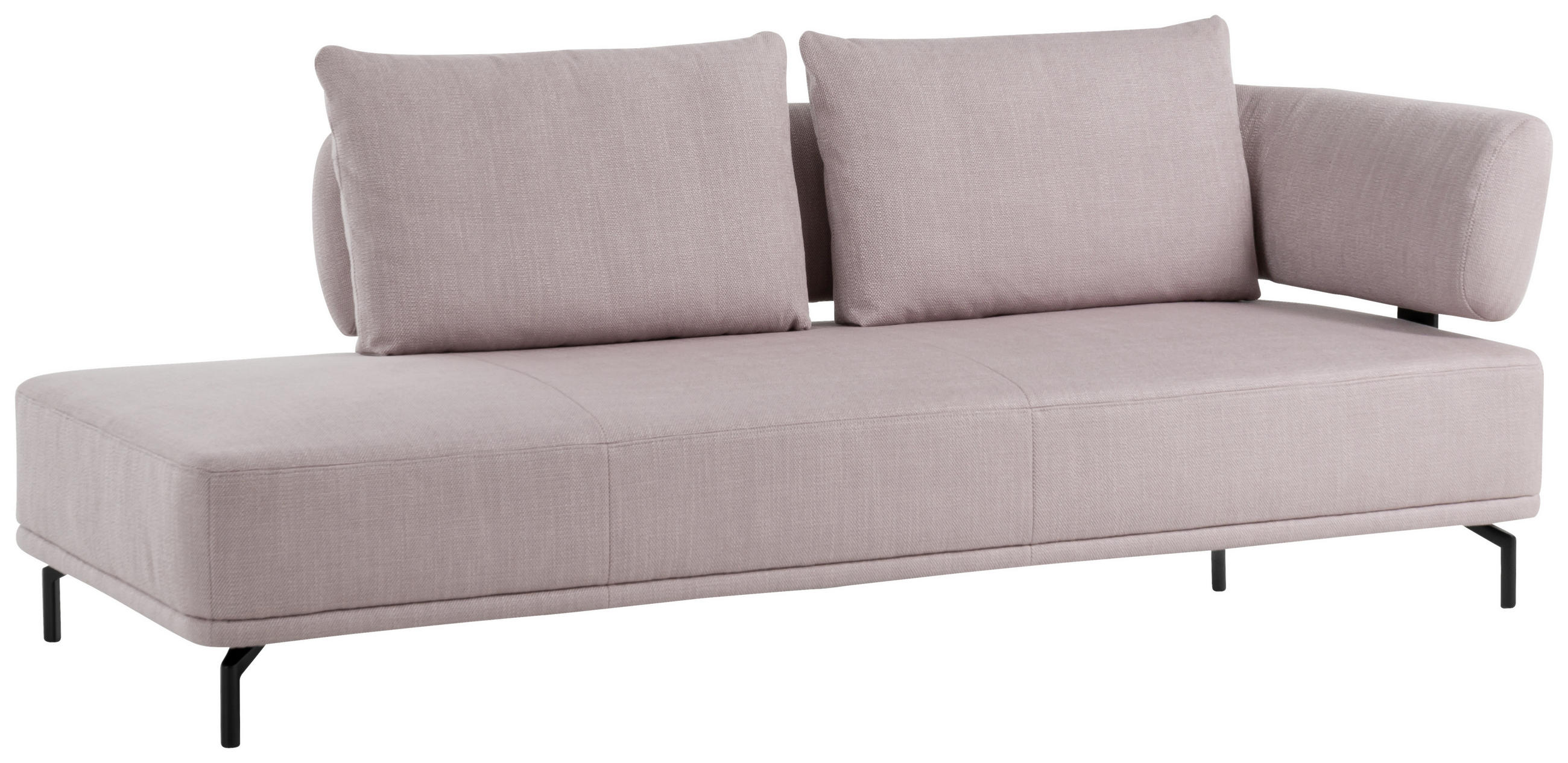 RÉCAMIERE in Flachgewebe Hellrosa  - Hellrosa/Schwarz, Design, Textil/Metall (227/89/101cm) - Dieter Knoll