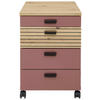 ROLLCONTAINER Rot, Eiche Artisan  - Rot/Schwarz, KONVENTIONELL, Holzwerkstoff/Kunststoff (45/66/55cm) - Stylife