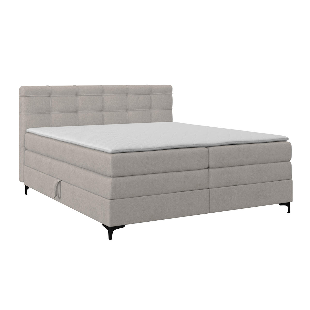 BOXSPRINGBETT 200/200 cm,  in Lavagrau, H3 = fest  - Lavagrau/Schwarz, KONVENTIONELL, Kunststoff/Textil (200/200cm)