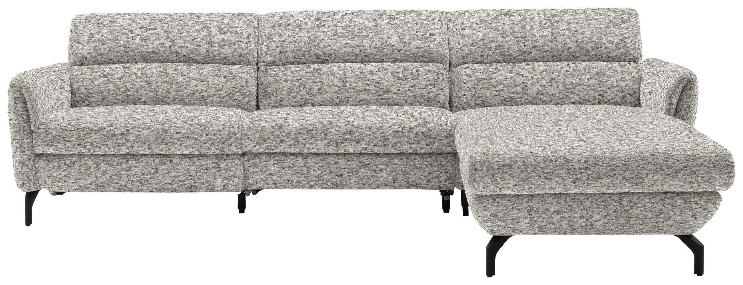 ECKSOFA in Chenille Hellgrau  299/187 cm  - Hellgrau/Schwarz, Design, Textil/Metall (299/187cm) - Schöner Wohnen