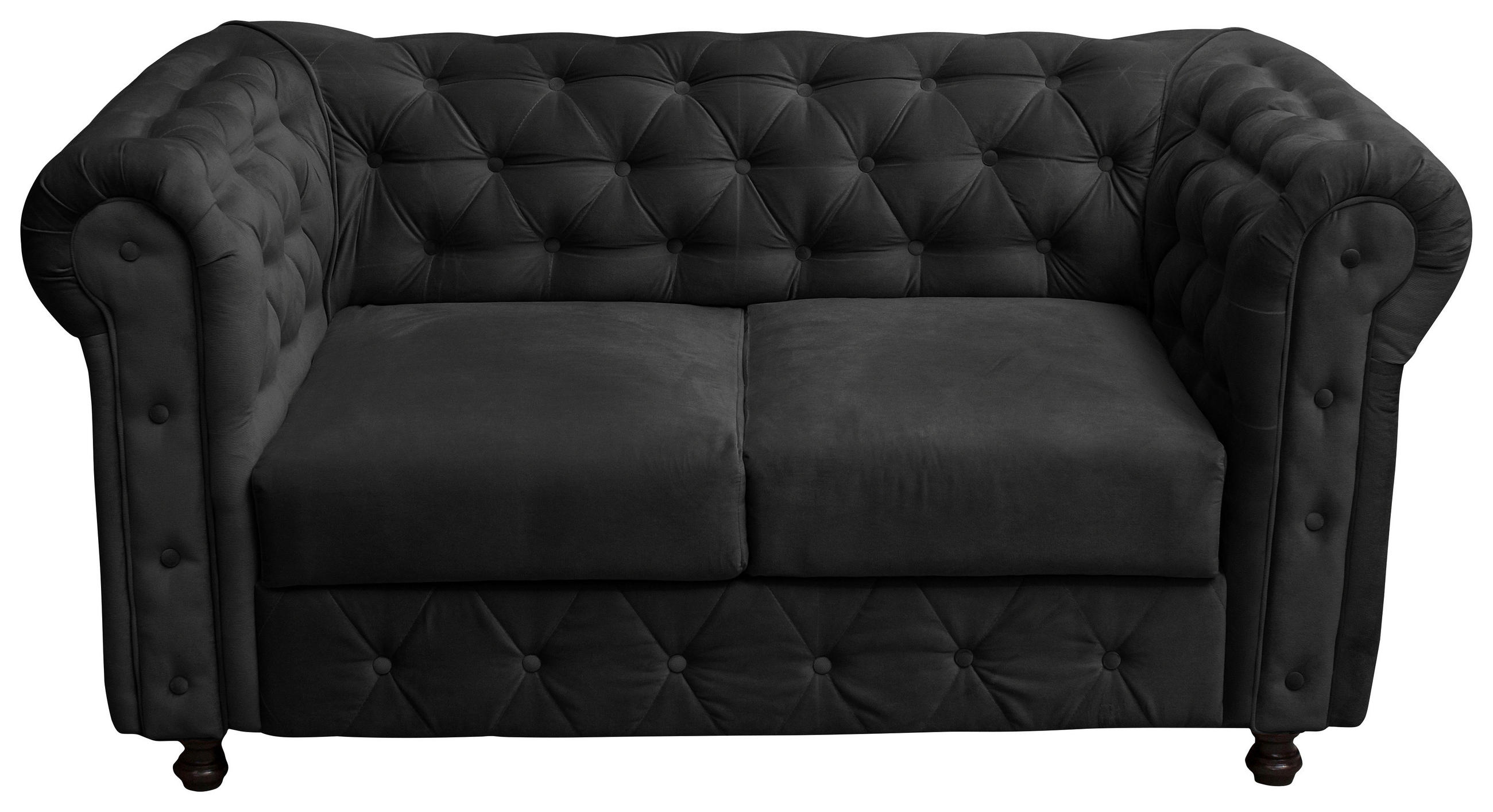 CHESTERFIELD-SOFA in Samt Anthrazit  - Wengefarben/Anthrazit, Basics, Holz/Textil (168/80/90cm) - P & B