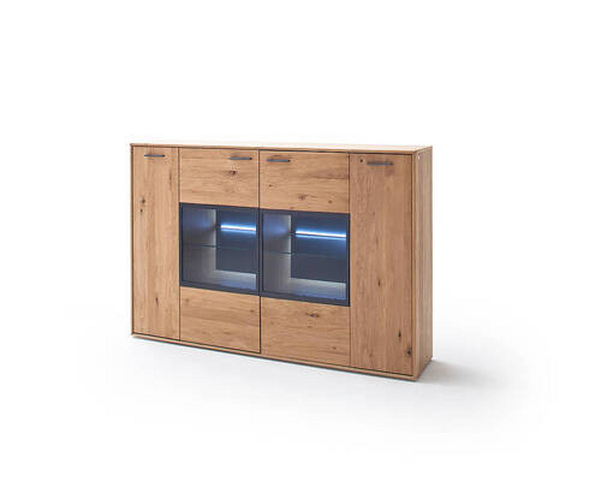 HIGHBOARD Gaborone  in 184/123/37 cm  - Eichefarben/Anthrazit, Design, Glas/Holz (184/123/37cm) - Livetastic