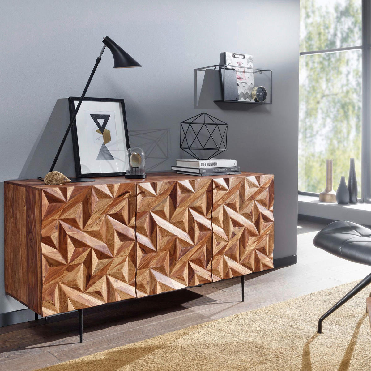 SIDEBOARD 144/72/47 cm  - Goldfarben/Sheeshamfarben, Design, Holz/Metall (144/72/47cm) - MID.YOU