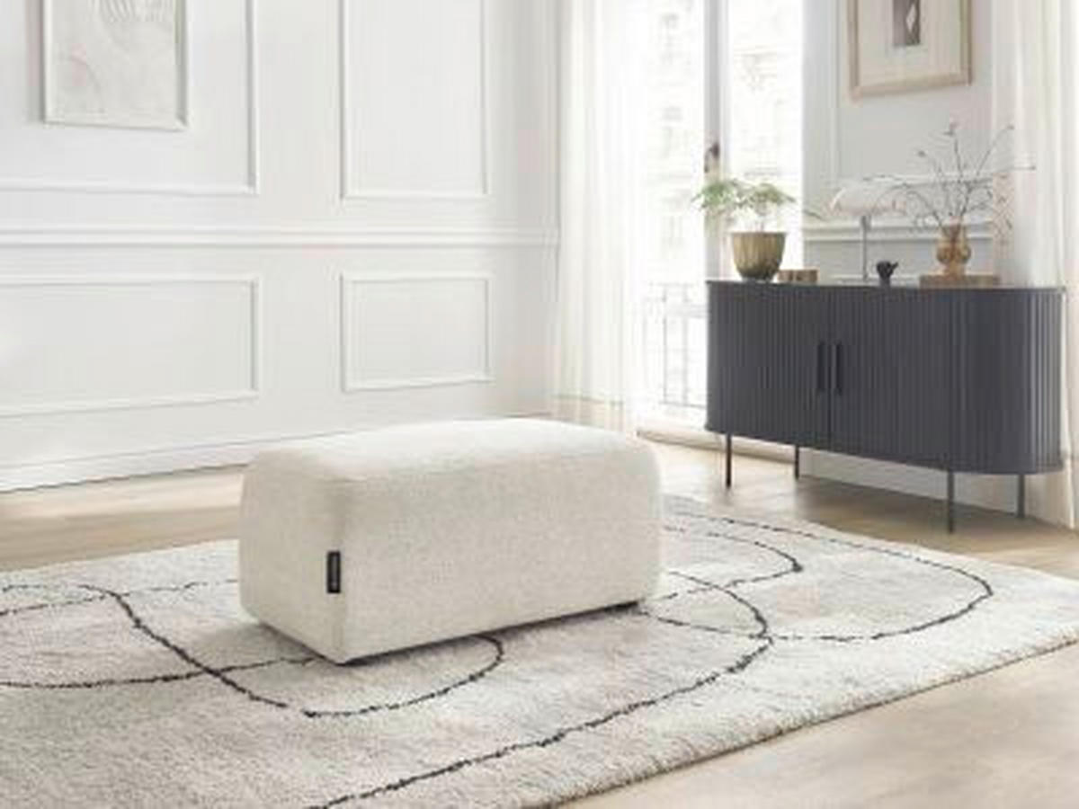 HOCKER ATILLA Flachgewebe Weiß  - Schwarz/Weiß, MODERN, Kunststoff/Textil (92/44/48cm)