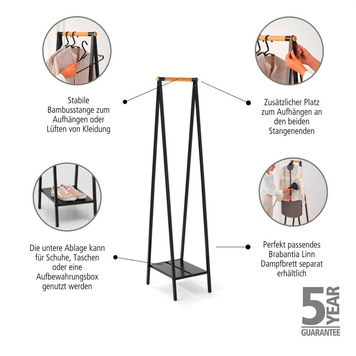 GARDEROBNI OBEŠALNIK - Basics, kovina (34/169,8/47,6cm) - Brabantia