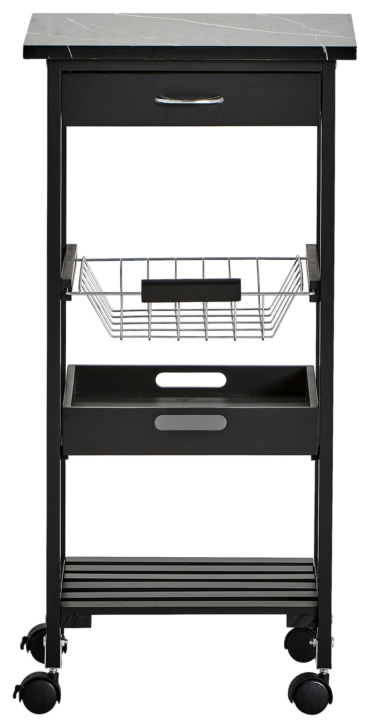 ALLZWECKWAGEN in vollmassiv Schwarz  - Schwarz, Basics, Holz/Kunststoff (37/76/37cm) - Homeware Profession.