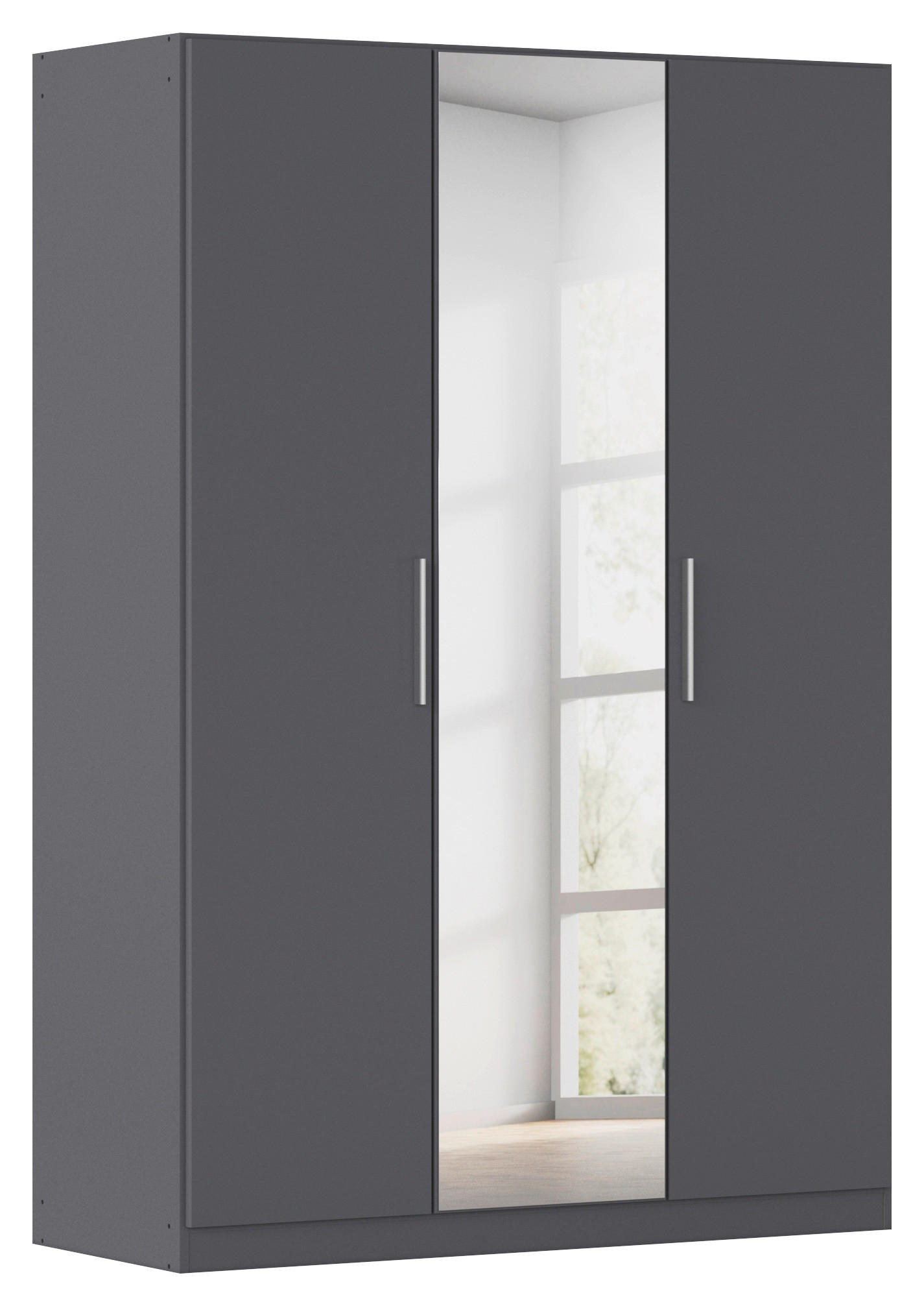 DREHTÜRENSCHRANK 135/197/54 cm,  in Grau, 3 Tür(en)  - Alufarben/Grau, KONVENTIONELL, Glas/Holzwerkstoff (135/197/54cm) - home24