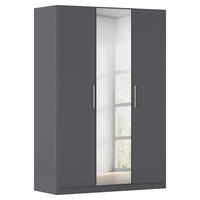 DREHTÜRENSCHRANK 135/197/54 cm,  in Grau, 3 Tür(en)  - Alufarben/Grau, KONVENTIONELL, Glas/Holzwerkstoff (135/197/54cm) - home24