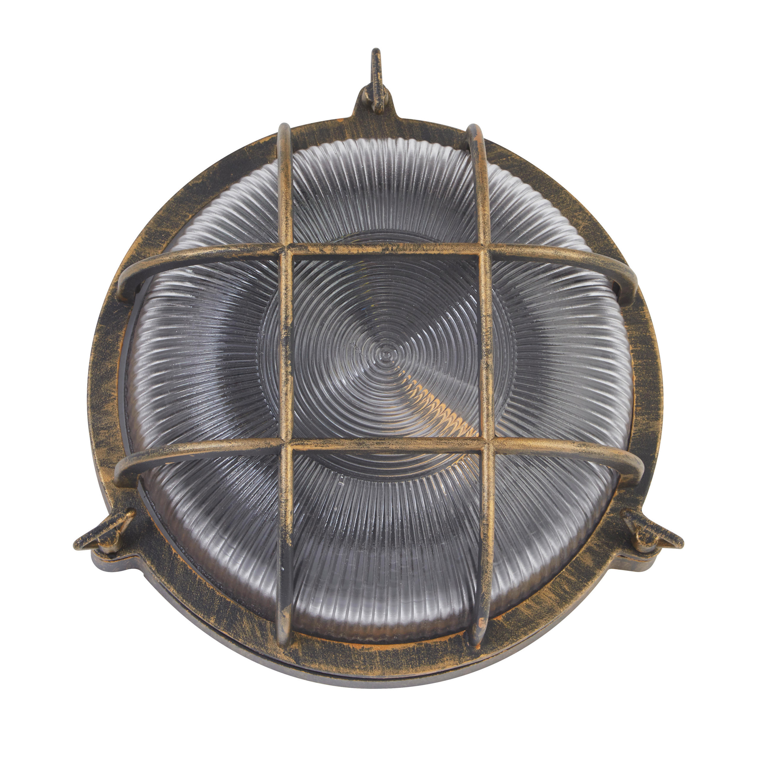 AUSSENWANDLEUCHTE Bulkhead 26,5/11/26,5 cm  - Klar/Goldfarben, Design, Glas/Kunststoff (26,5/11/26,5cm)