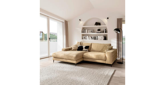 ECKSOFA in Flachgewebe Gelb  177/253 cm  - Gelb/Schwarz, Design, Textil/Metall (177/253cm) - Dieter Knoll