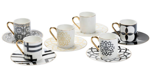 TASSENSET 12-teilig - Goldfarben/Schwarz, Trend, Keramik - Novel