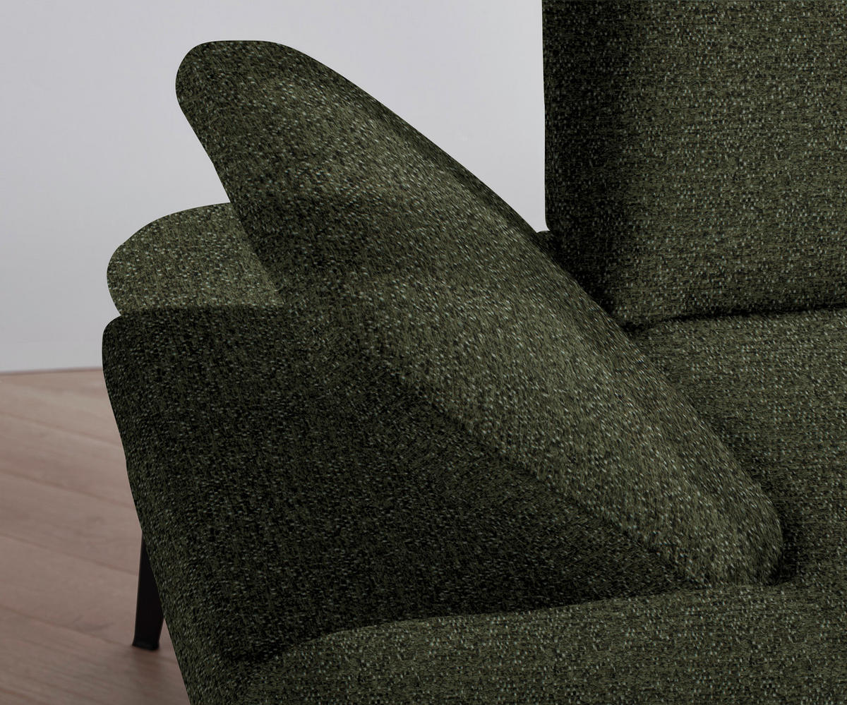 ECKSOFA in Webstoff Olivgrün  - Schwarz/Olivgrün, Design, Textil/Metall (289/180cm) - Stylife