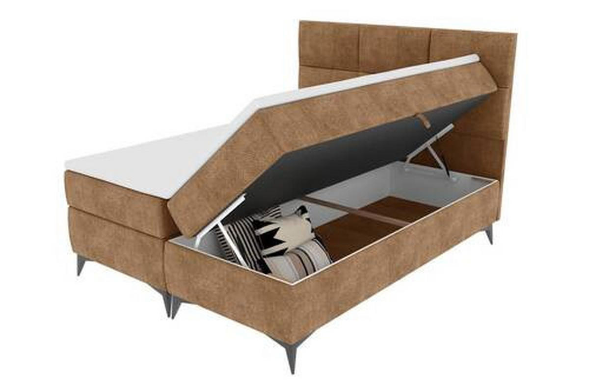 BOXBETT 180/200 cm  in Hellbraun  - Hellbraun/Schwarz, Konventionell, Textil/Metall (180/200cm) - Carryhome
