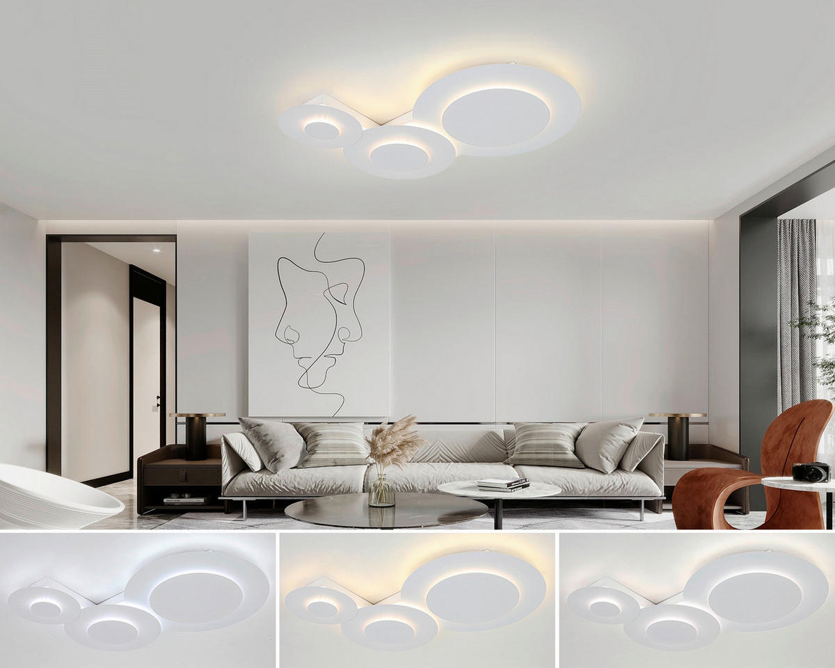 DECKENLEUCHTE    60/45/6 cm  - Weiß, Design, Kunststoff/Metall (60/45/6cm) - Collet's Monde