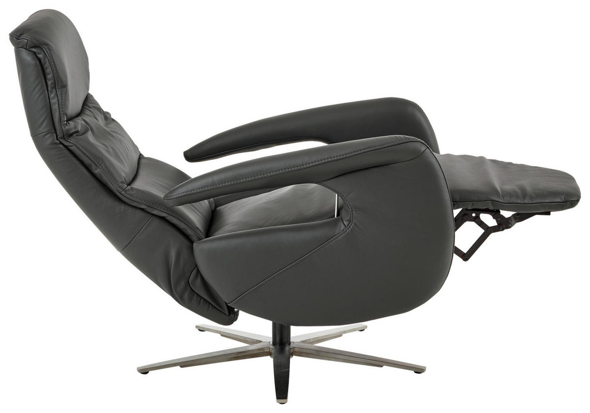 RELAXSESSEL in Leder Anthrazit  - Anthrazit/Silberfarben, KONVENTIONELL, Leder/Metall (71/110/99cm) - Dieter Knoll