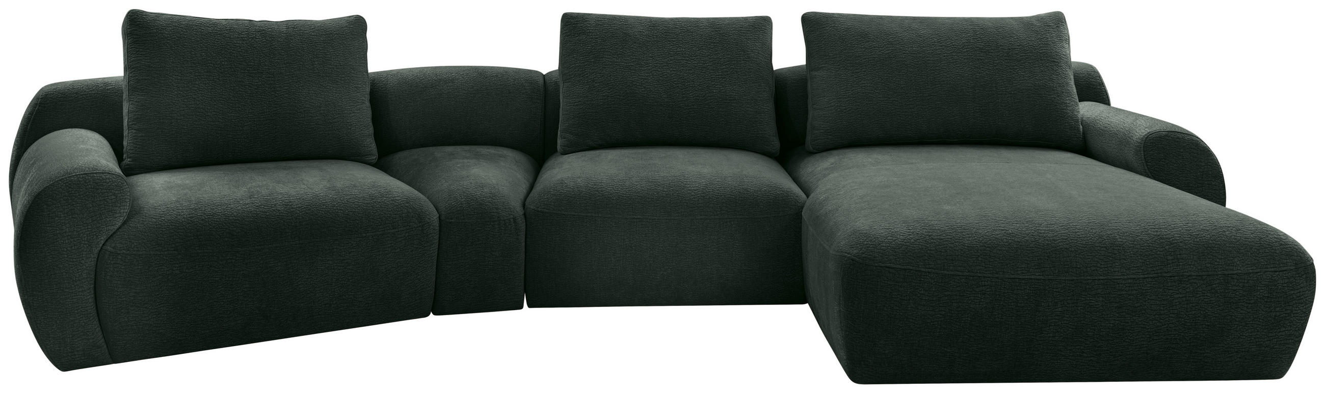 ECKSOFA Dunkelgrün Chenille  - Dunkelgrün/Schwarz, KONVENTIONELL, Kunststoff/Textil (362/176cm) - Carryhome